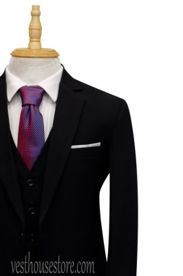 Bộ Suit Đen Trơn Thanh Lịch V1NGANG-ĐEN12