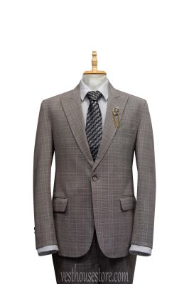 Bộ Suit Luxury Xám Nhạt Kẻ Ô V1NHON-XAMNO105