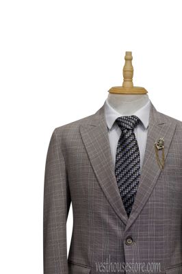 Bộ Suit Luxury Xám Nhạt Kẻ Ô V1NHON-XAMNO105